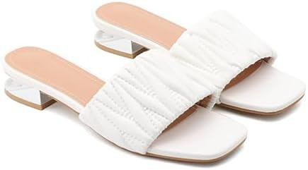 Women'S Square Open Toe Low Chunky Heel Mule Sandals Comfort Slip-On Block Heel Slides Sandals Fa... | Amazon (US)