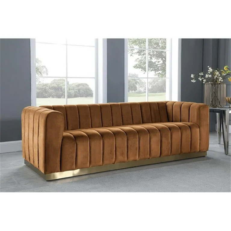 Meridian Furniture Marlon Saddle Velvet Sofa | Walmart (US)