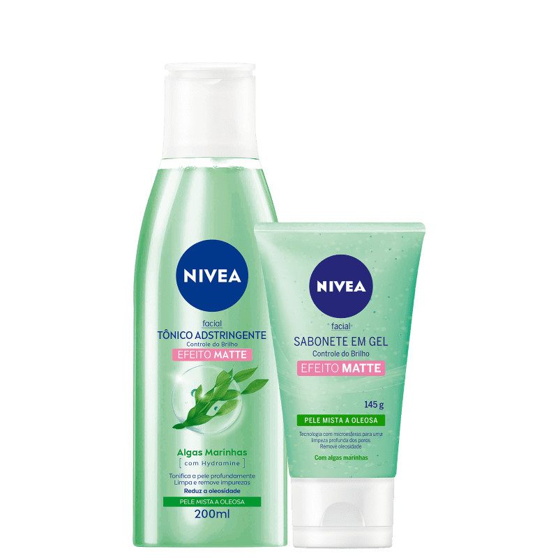 Kit com gel de limpeza e tônico facial para regular o nível de brilho, preservando a umectaçã... | Beleza Na Web (BR)