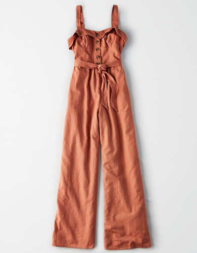 AE Button Front Jumpsuit | American Eagle Outfitters (US & CA)