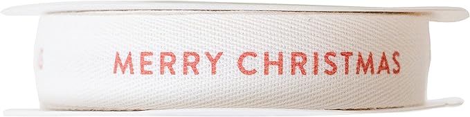 Sisterly Market Merry Christmas, Cotton Herringbone Custom Ribbon Natural 5/8in x 10 Yards | Amazon (US)