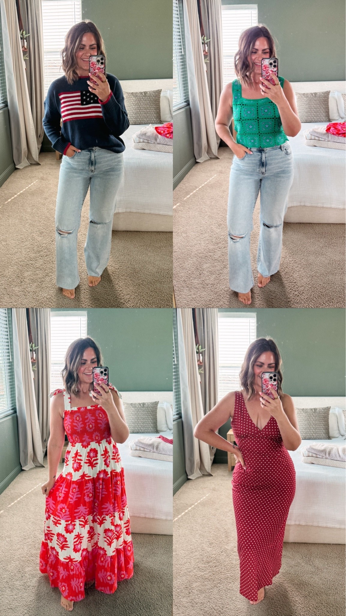 Vici code COURTNEYH35
Sweater, large
Jeans, 31
Tank, large
Striped dress, large
Polka dot dress, large (could do XL)

Size 12, midsize, Memorial Day, 4th of July, summer outfits @VICI

#LTKootd #LTKSeasonal #LTKSaleAlert