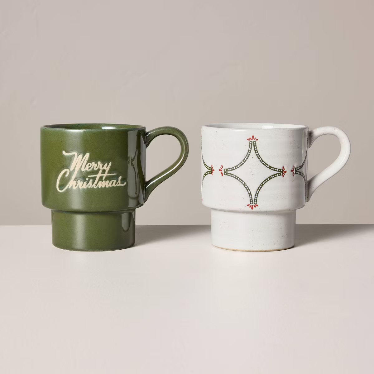 14oz Christmas Theme Stoneware Mugs (Set of 2) - Hearth & Hand™ with Magnolia | Target