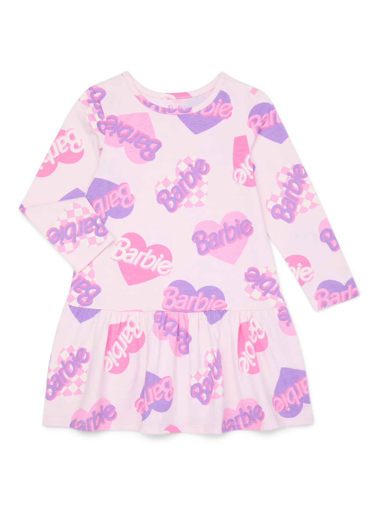 Barbie Toddler Girls Print Drop Waist Dress with Long Sleeves, Sizes 12M-5T | Walmart (US)