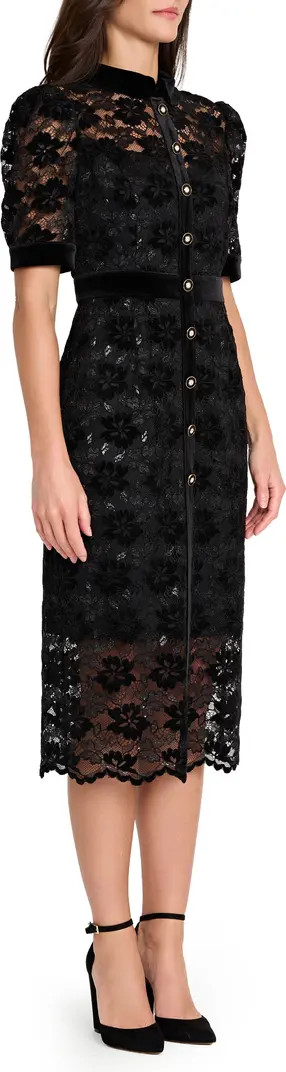 Metallic Lace & Velvet Shirtdress | Nordstrom