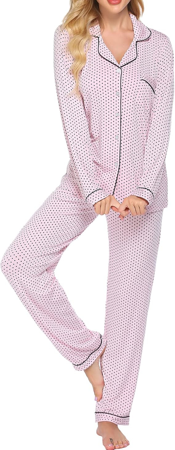 Ekouaer Pajamas Women's Long Sleeve Sleepwear Soft Button Down Loungewear Pjs Set Nightwear XS-XX... | Amazon (US)