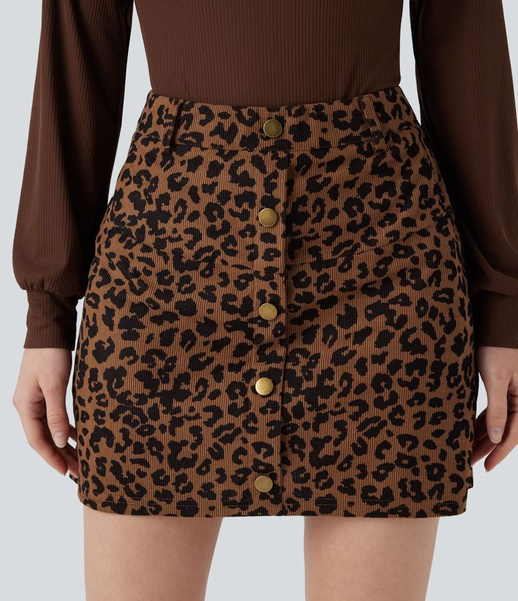 Women’s High Waisted 2-in-1 Leopard Print Mini Casual Skirt with Pocket - Halara | HALARA