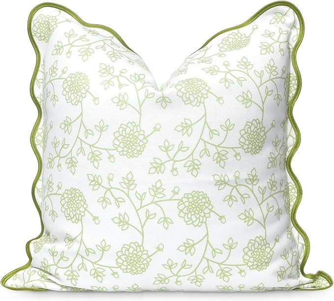 Hofdeco Premium Coastal Patio Indoor Outdoor Scalloped Throw Pillow Cover Only, 20"x20" Water Rep... | Amazon (US)