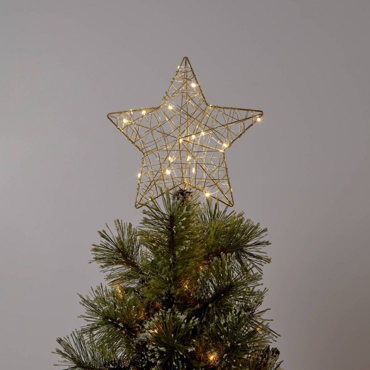 10&#34; Lit Gold Wire Wrapped Star Christmas Tree Topper Warm White Dewdrop Lights - Wondershop&#... | Target