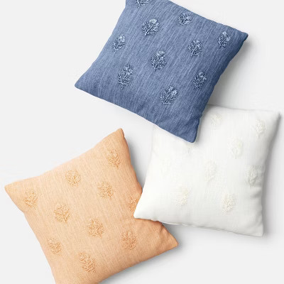 Embroidered Floral Square Throw Pillow - Threshold™ | Target