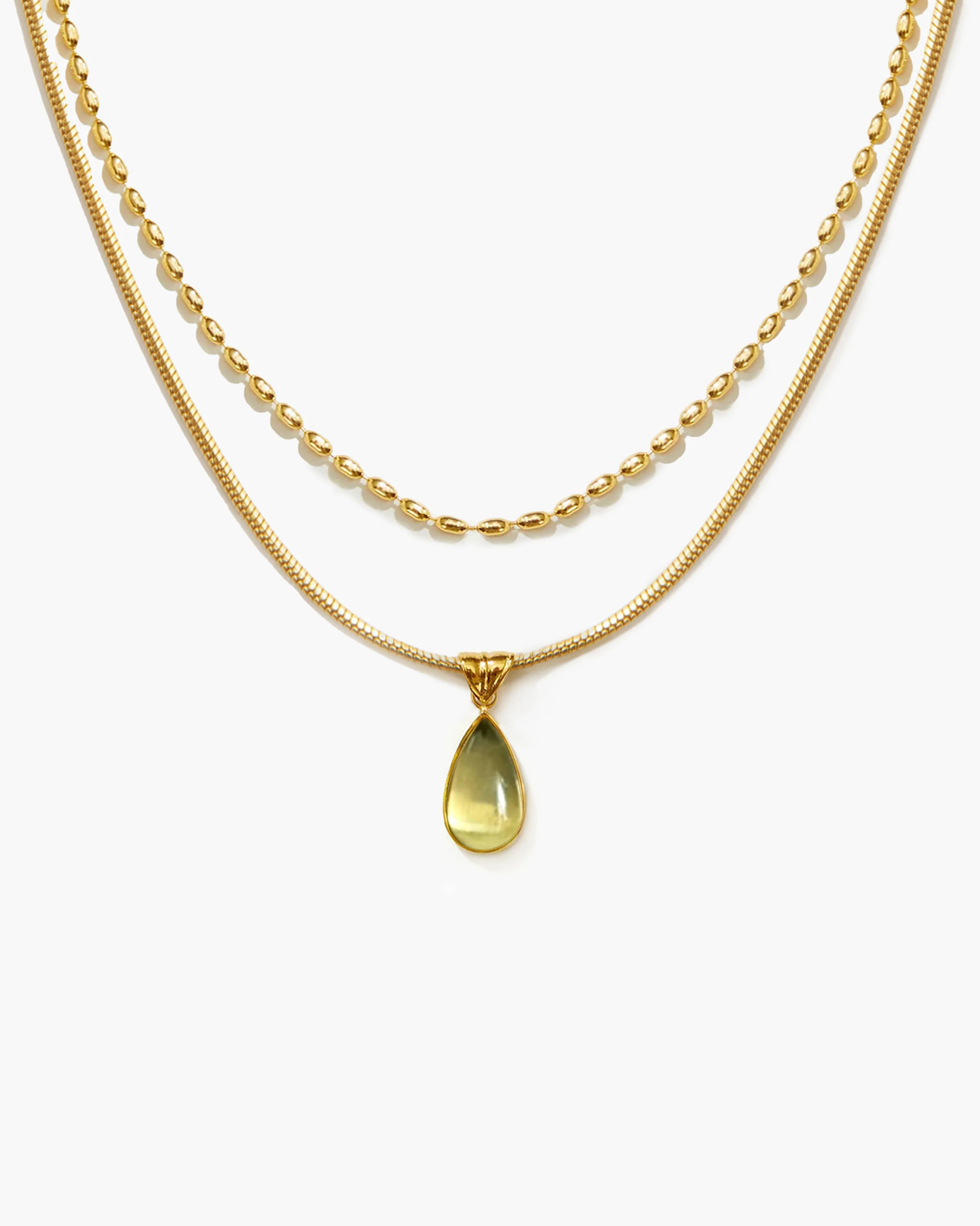 Waterdrop Necklace Set | Gold Pendant & Mini Beads | en route jewelry | en route jewelry