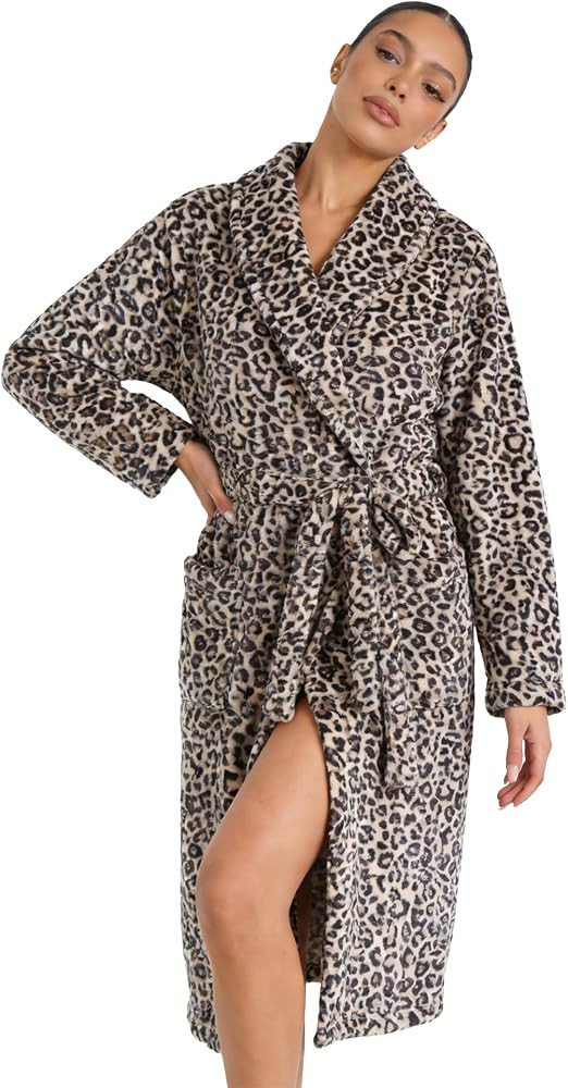 HEARTNICE Womens Fleece Robes, Soft Plush Long Bathrobe, Thick Kimono Robes for Womens, Warm Hous... | Amazon (US)