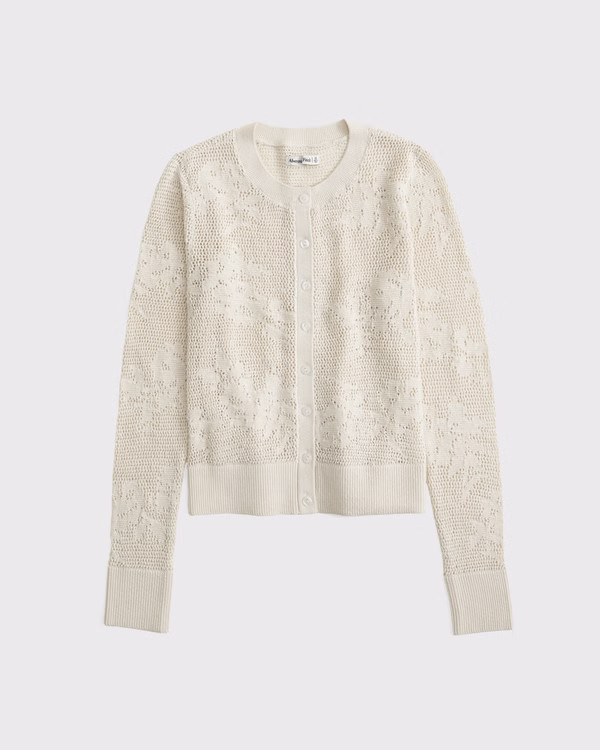 Floral Open-Stitch Cardigan | Abercrombie & Fitch (US)
