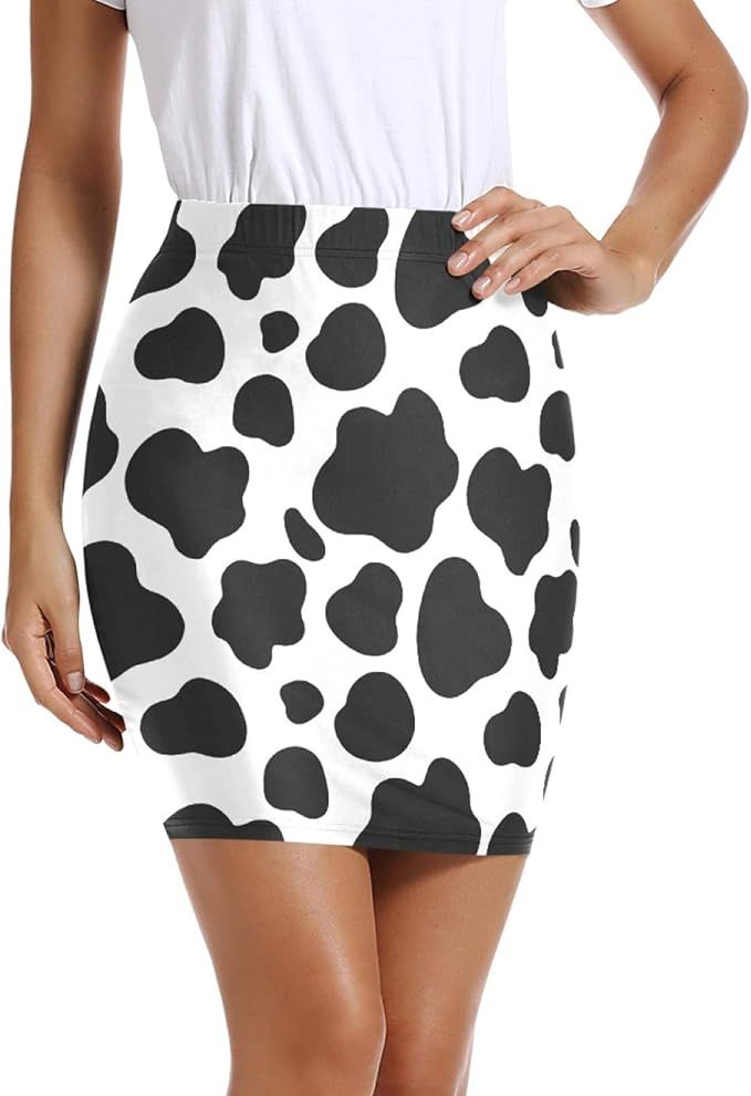 I·D Good Figure Womens Mini Short Bodycon Pencil Skirt Cow Print Mini Skirt | Amazon (US)