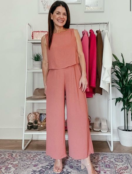 This two piece set from Amazon is a must have! It is so cute and can be dressed up or down! 

Matching set, two piece set, wide leg flowy pants and tank top set, summer set


#LTKStyleTip #LTKFindsUnder100 #LTKFindsUnder50