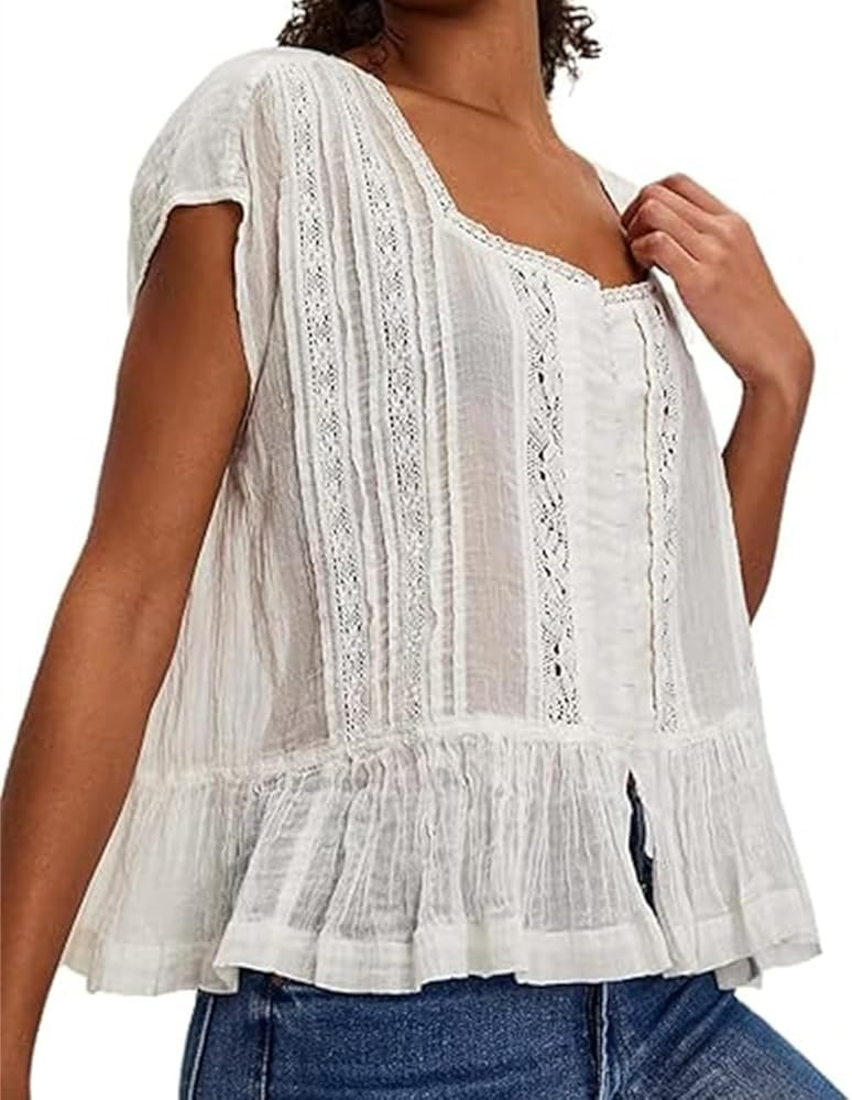 Women Pleated Crop Tank Tops Sleeveless Bow Tie Babydoll Peplum Shirt Going Out Blouse Loose Summ... | Amazon (US)