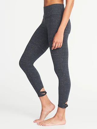 High-Rise 7/8-Length Knotted-Hem Yoga Leggings for Women | Old Navy US