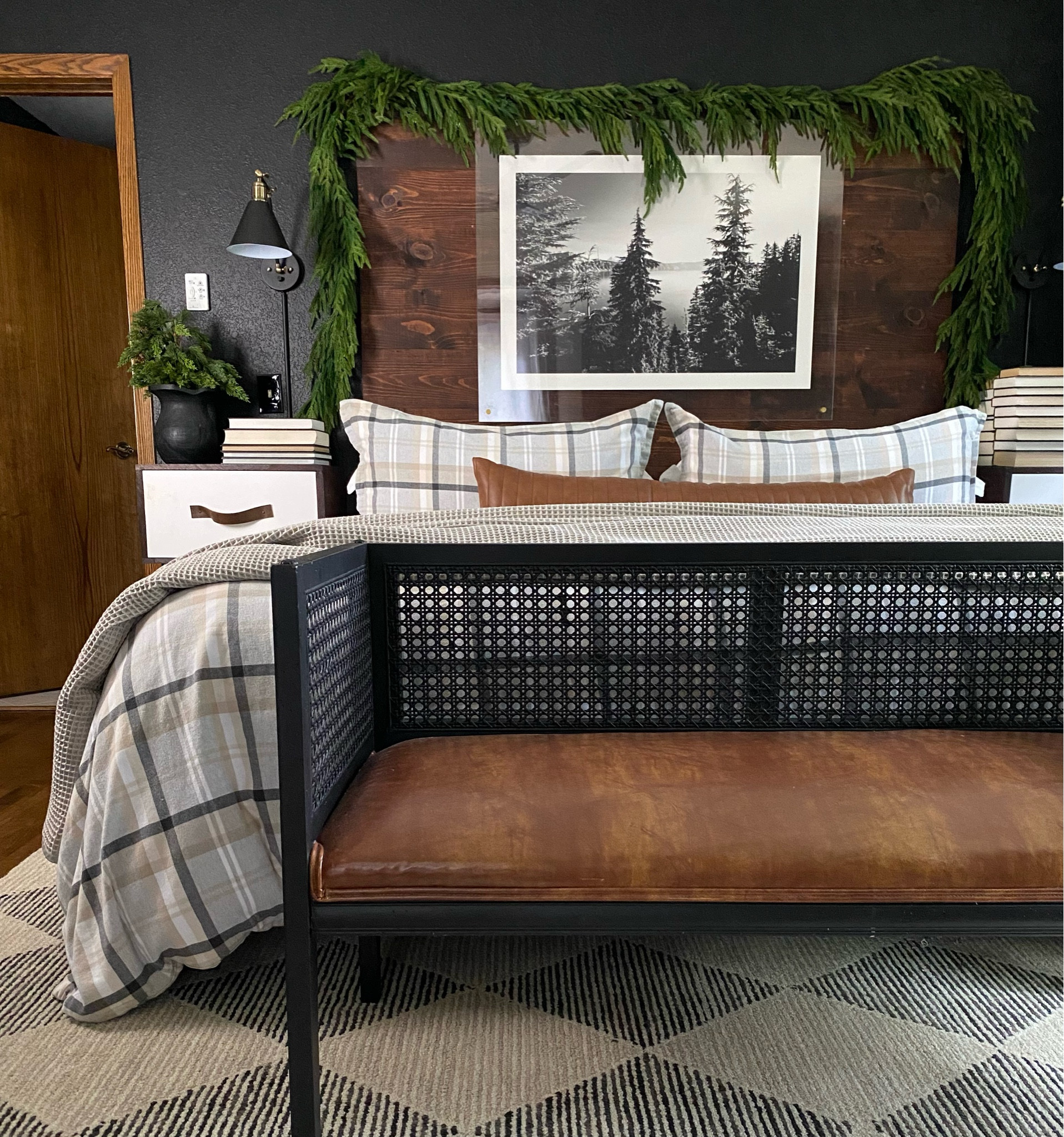 Serene Christmas bedroom with cozy, rustic vibes.



#LTKhome 

#LTKHoliday #LTKSeasonal