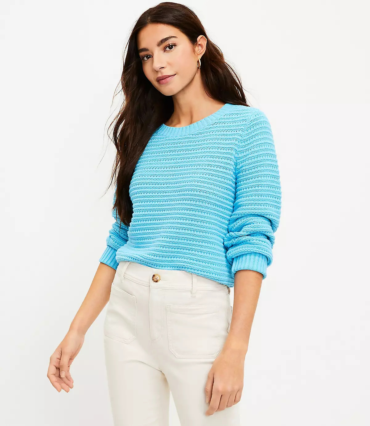 Crochet Textured Sweater | LOFT