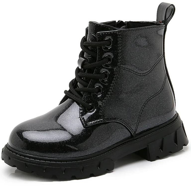 kkdom Boys Girls Kid Combat Boots Unisex Black Size 1 Little Kid | Walmart (US)