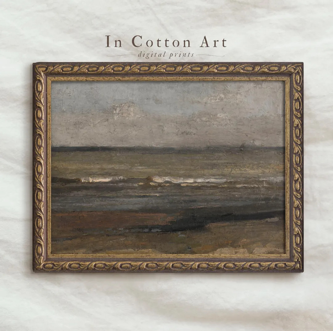 Antique Rustic Landscape Oil Painting / Vintage Neutral Scenery Art Print / Moody PRINTABLE Art D... | Etsy (US)