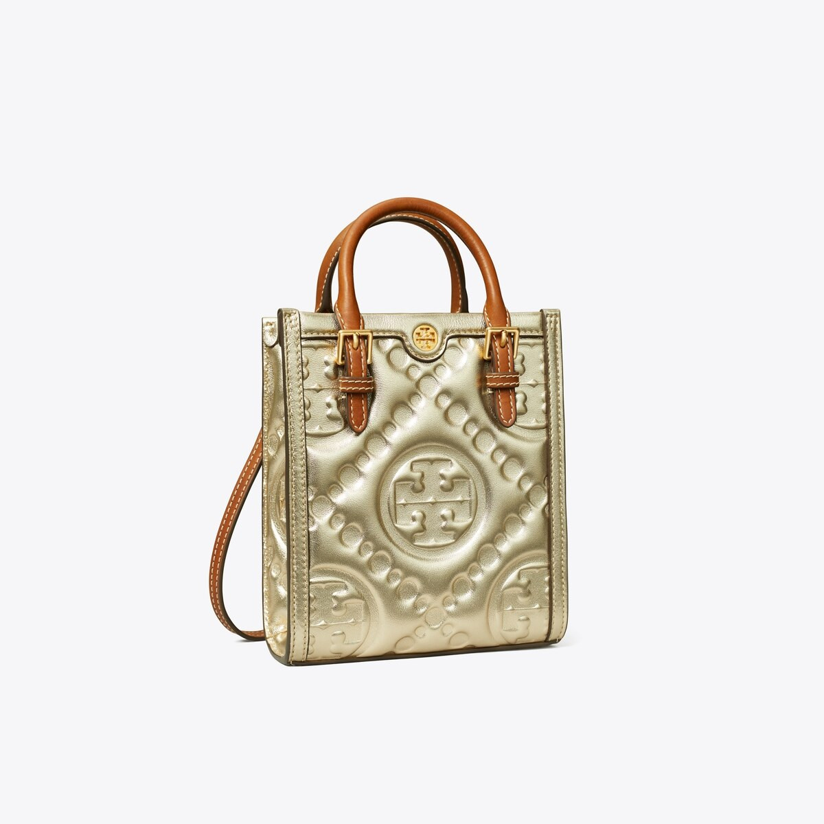 T Monogram Embossed Metallic Mini Tote: Women's Designer Crossbody Bags | Tory Burch | Tory Burch (US)