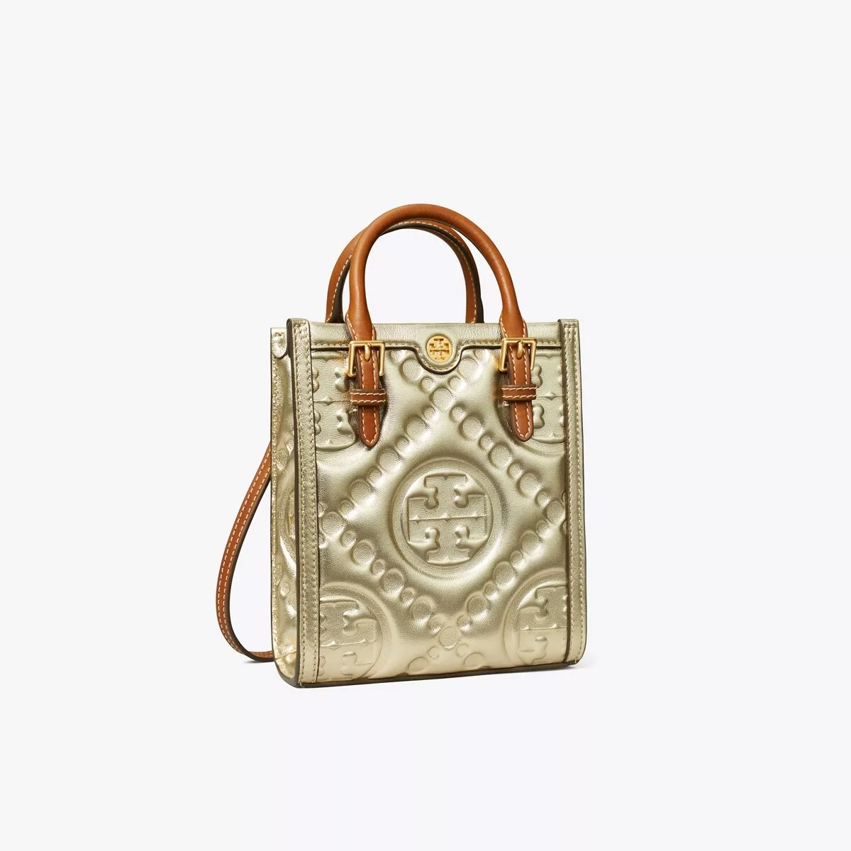 Tory Burch T Monogram Eyelet Bucket Bag in Metallic