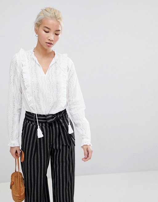 New Look Cut Work Frill Blouse | ASOS US