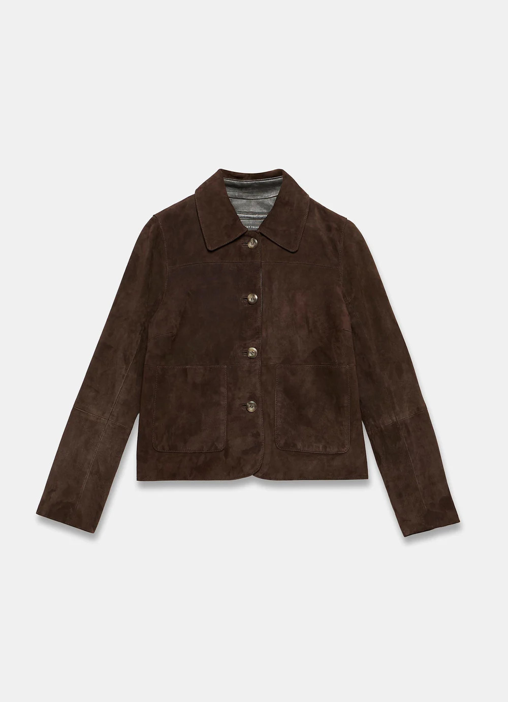 Brown Suede Pocket Detail Jacket | Mint Velvet