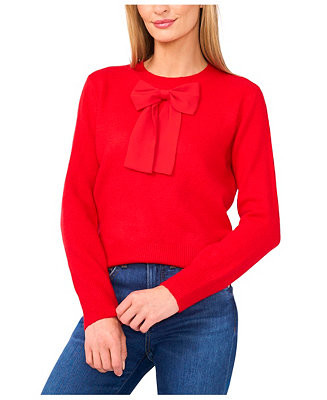 Women's Bow-Trim Crewneck Sweater | Macy's