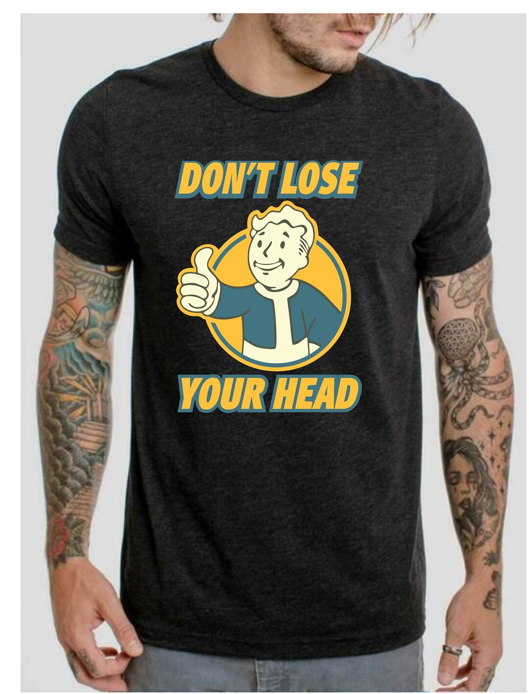 Fallout Pip Boy, Vault Boy, Tee Shirt, Fallout Boy, Don't Lose Your Head Retro Gamer Shirt, Gift ... | Etsy (US)