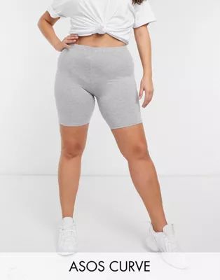 ASOS DESIGN Curve basic legging short in gray marl | ASOS (Global)