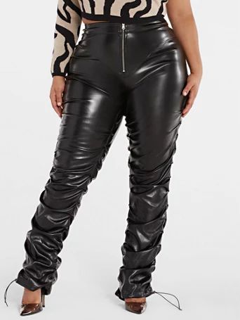 Mimi Faux Leather Ruched Pants - Fashion To Figure | Fashion to Figure