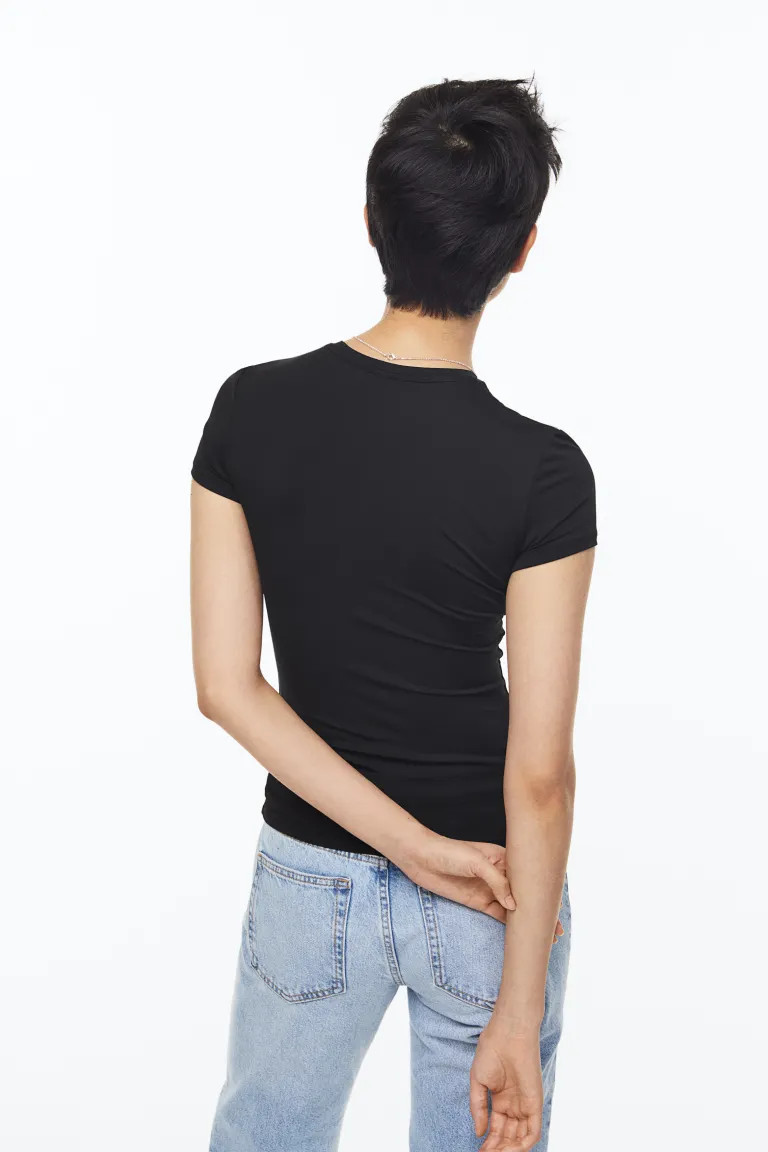 Fitted microfibre T-shirt | H&M (US + CA)