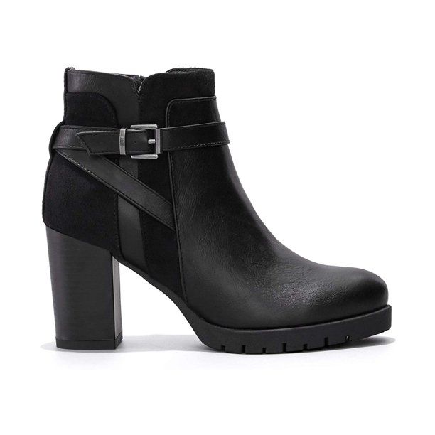 Mysoft Women's Ankle Boots Black Chunky Heel Zipper Ankle Booties Size 9.5 - Walmart.com | Walmart (US)