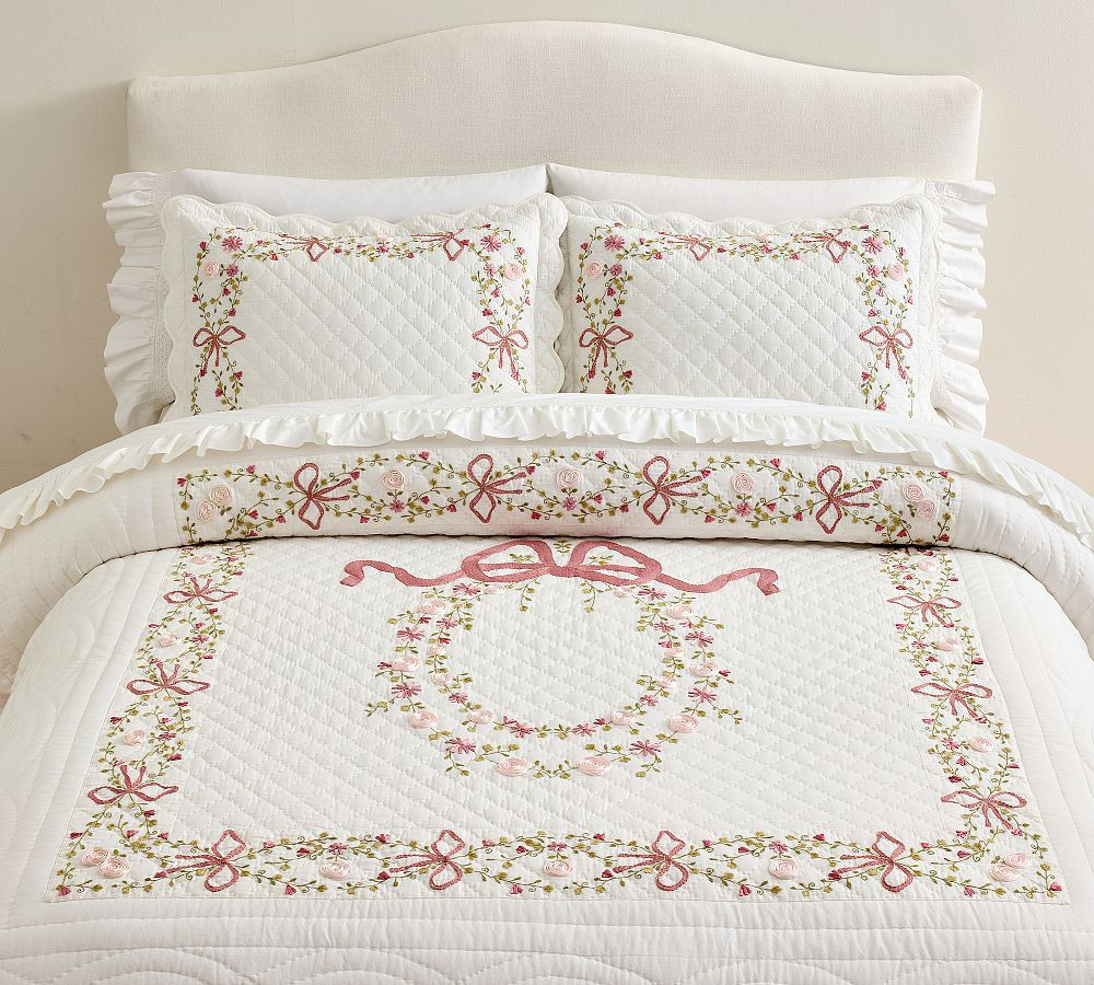 LoveShackFancy Bow Embellished Quilt | Pottery Barn (US)
