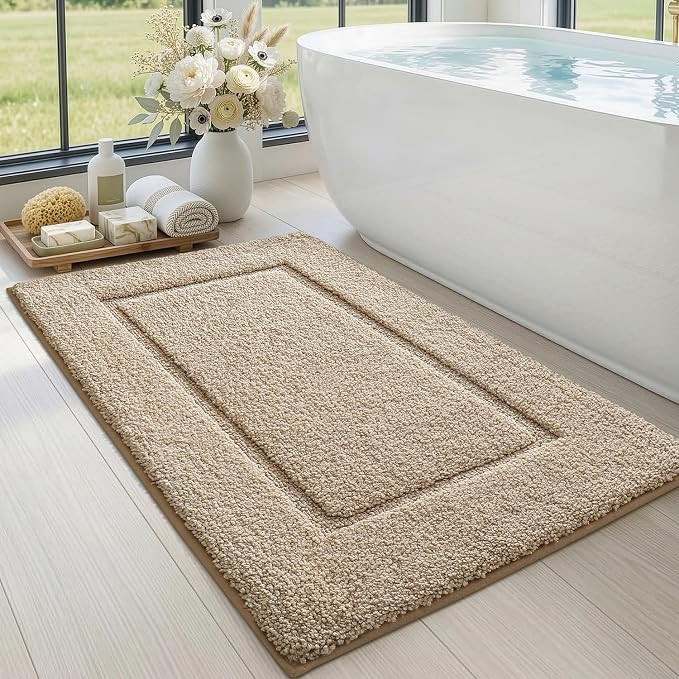 DEXI Bath Mat 43x24, Absorbent and Non Slip Bathroom Rugs, Beige | Amazon (US)