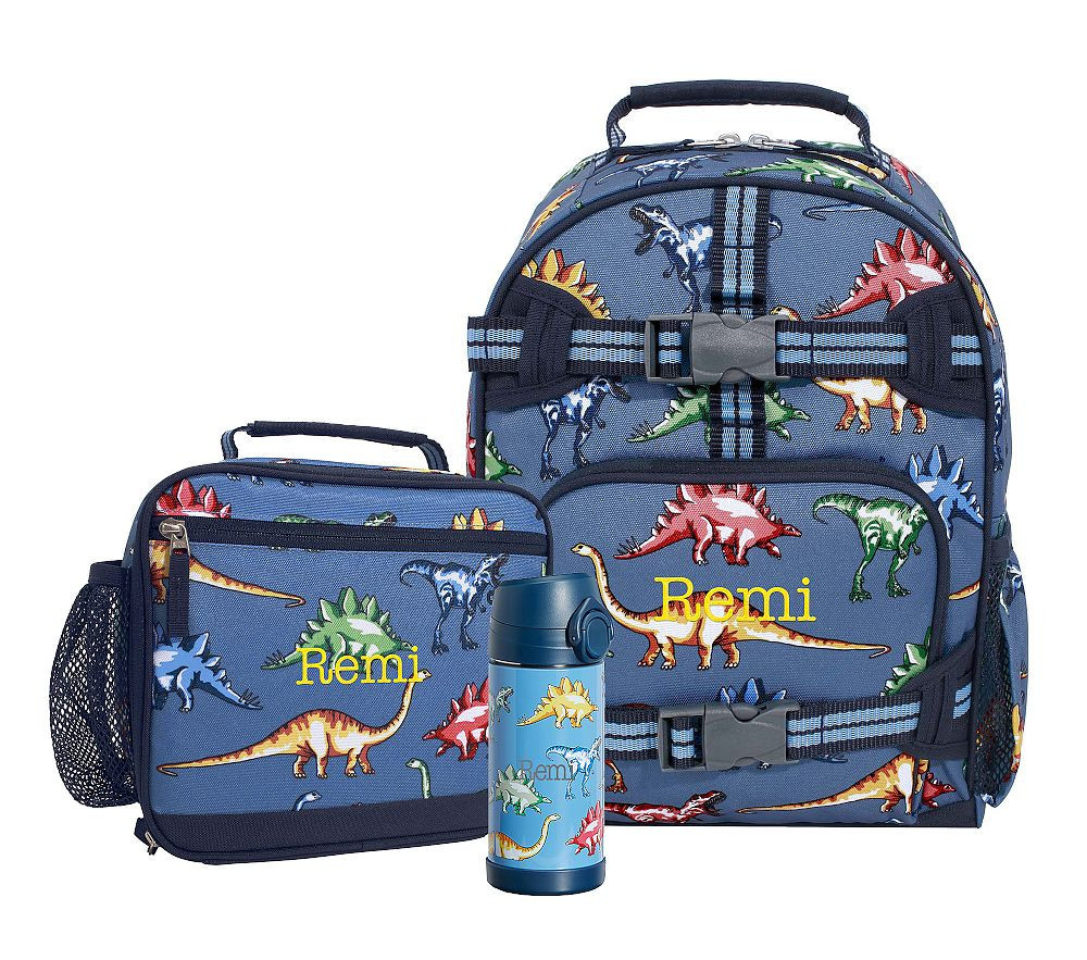 Mackenzie Blue Multi Dinos RPET Backpack Bundle: Small Backpack, Cold Pack, 12oz. Water Bottle | Pottery Barn Kids