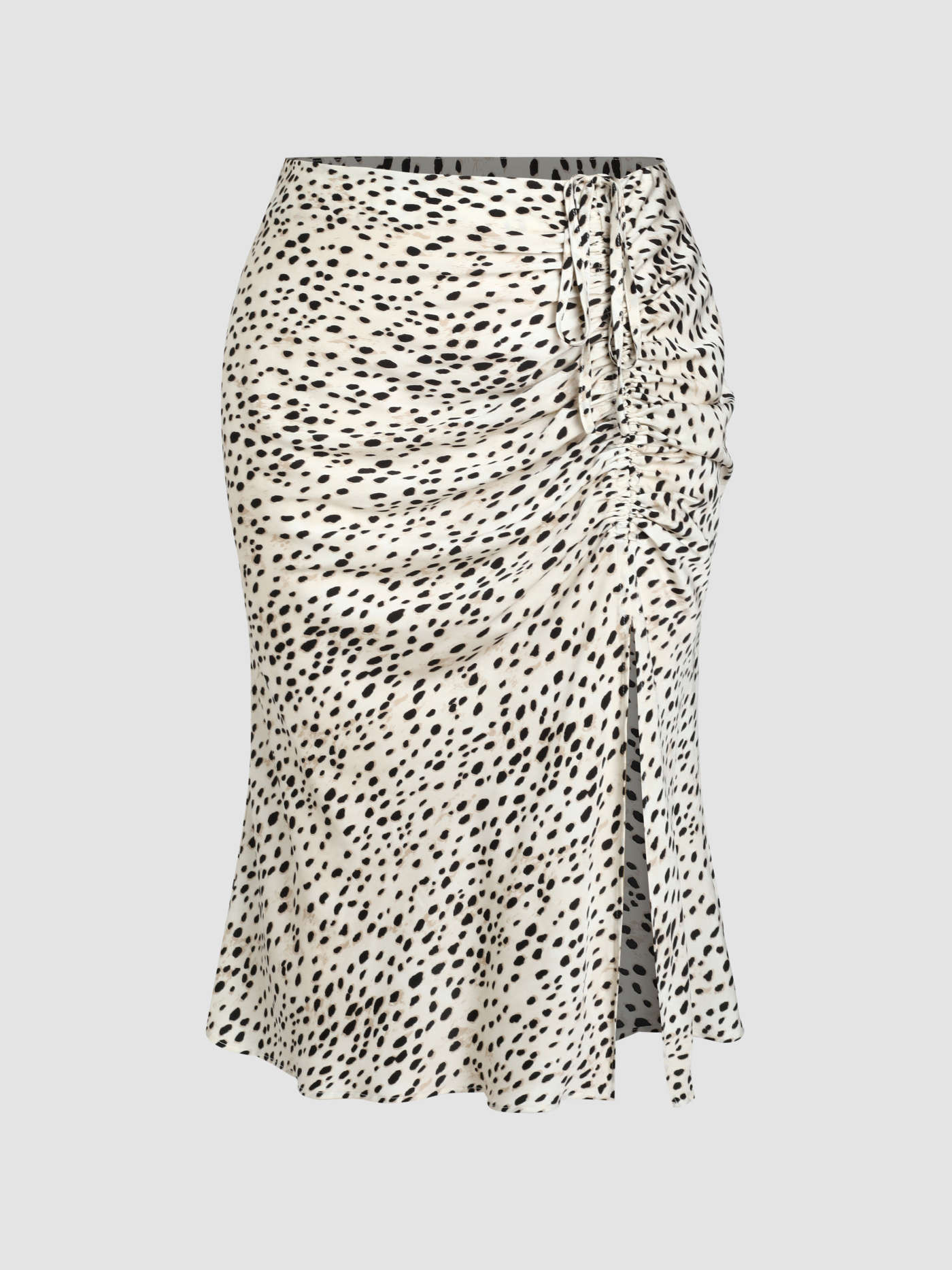 Spot Leopard Print Drawstring Split Maxi Skirt Curve & Plus | Cider