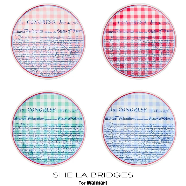 Sheila Bridges Philadelphia Collection Multicolor Gingham Declaration of Independence 9" Melamine... | Walmart (US)