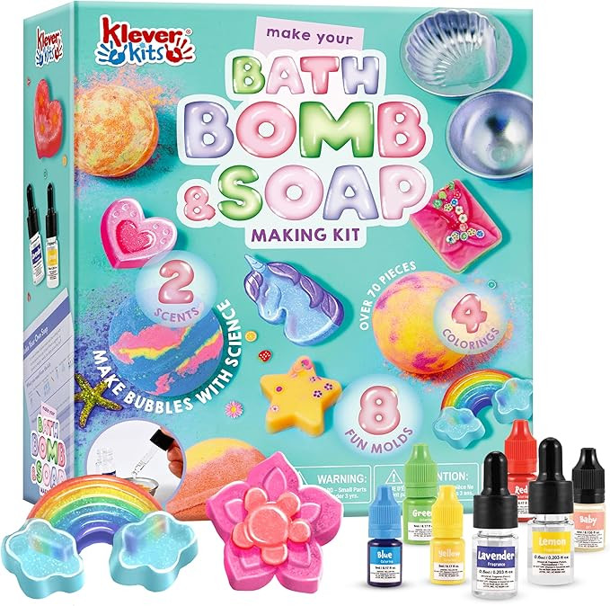 Klever Kits Bath Bomb, Soap Making Kit for Kids, 2-in-1 Spa Science Kits, DIY Make Your Own Bath ... | Amazon (US)
