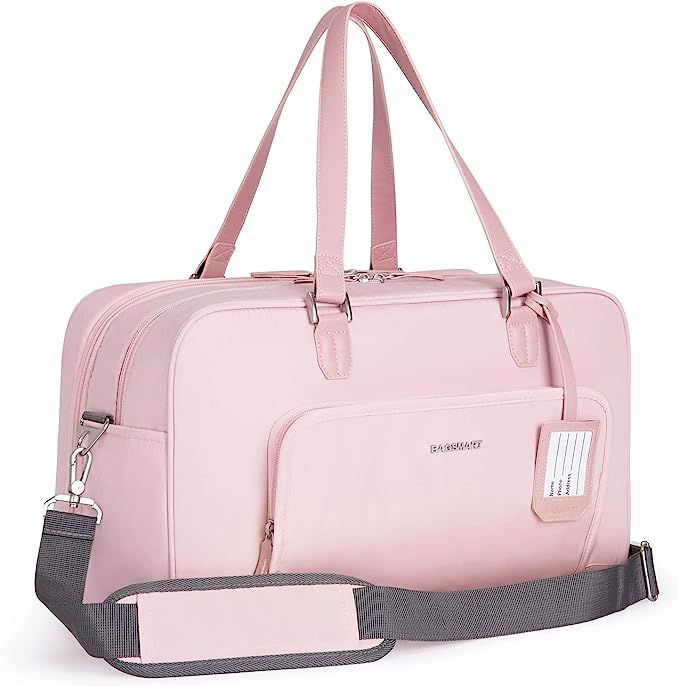 BAGSMART Weekender Bag Travel Duffle Bag Large Carry On Overnight Bag for Women, Pink, 27L | Amazon (US)