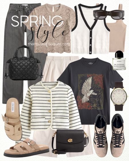 Shop these Abercrombie spring outfit finds! Pinstripe jeans, crochet top, graphic tee, wide leg pants, pleated trousers, tweed jacket, cropped blazer, square neck tank, 90s jeans, Coach bag, MZ Wallace bag, Steve Madden Mayhem sandals, Adidas Gazelle sneakers and more! 

#LTKstyletip #LTKsalealert #LTKSeasonal