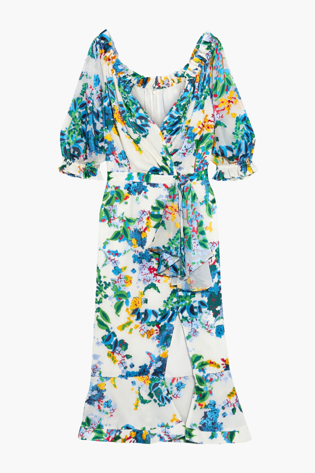 Olivia wrap-effect floral-print devoré-chiffon midi dress | The Outnet (US and CA)