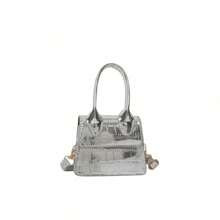 pc Mini Exquisite Lightweight Childrens Solid Color Mirror Effect Crocodile Pattern Pu Crossbody Handbag Coin Purse Daily Use MultiColor Options | SHEIN