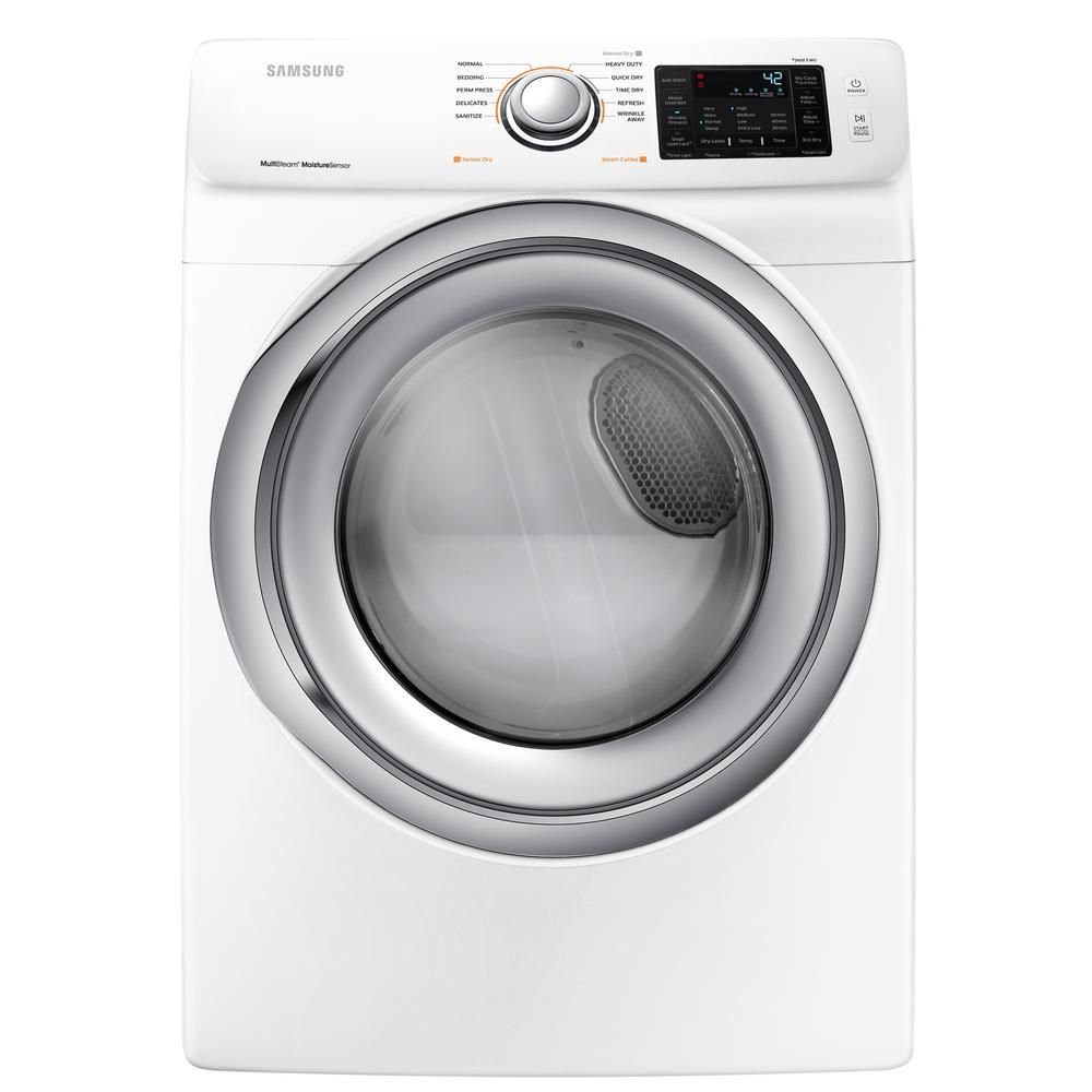 7.5 cu. ft. Electric Dryer with Steam in White | The Home Depot