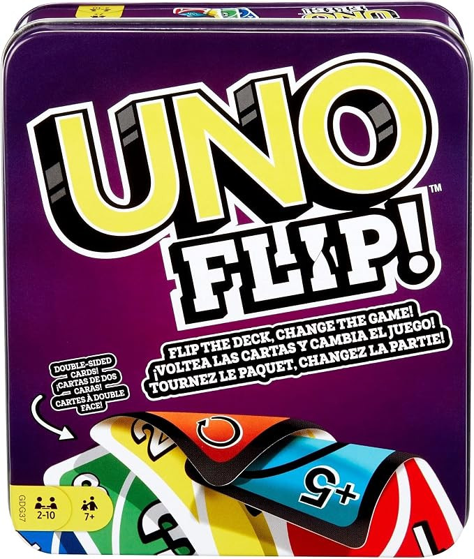 UNO FLIP! Family Card Game, with 112 Cards in a Sturdy Storage Tin, Makes a Great Gift for 7 Year... | Amazon (US)