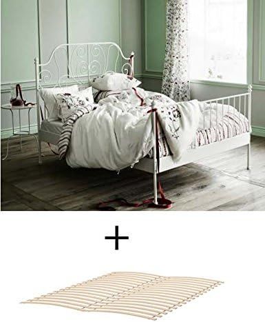 Ikea Queen Size Metal Country Style Bed Frame with Slatted Base , White | Amazon (US)