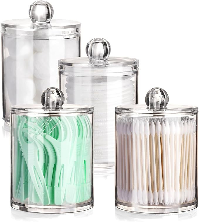 Tbestmax 4 Pack Qtip Holder - Restroom Bathroom Organizers and Storage Containers, Clear Plastic ... | Amazon (US)