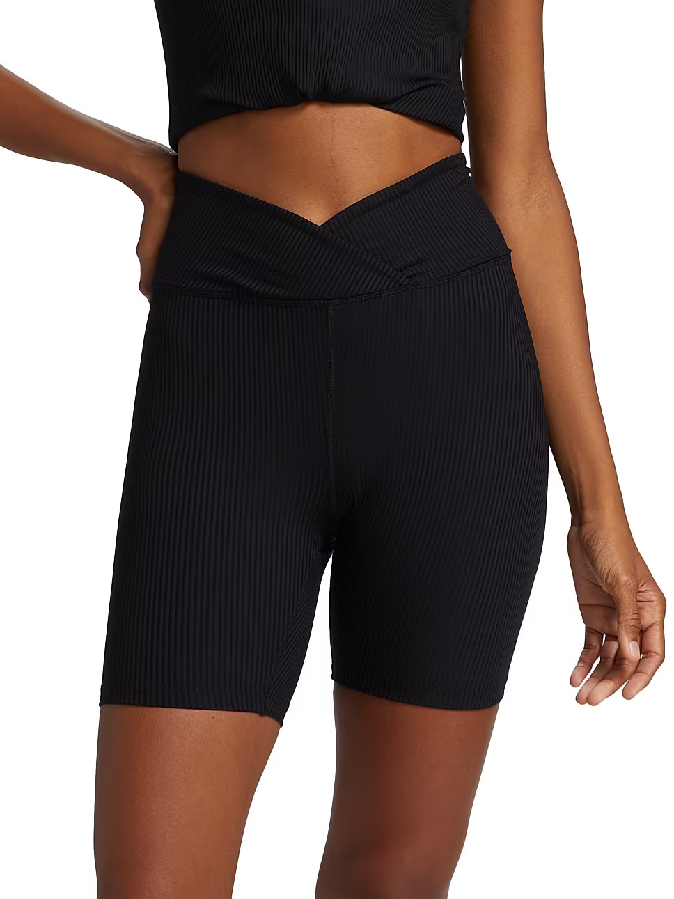 V-Waist Rib-Knit Biker Shorts | Saks Fifth Avenue